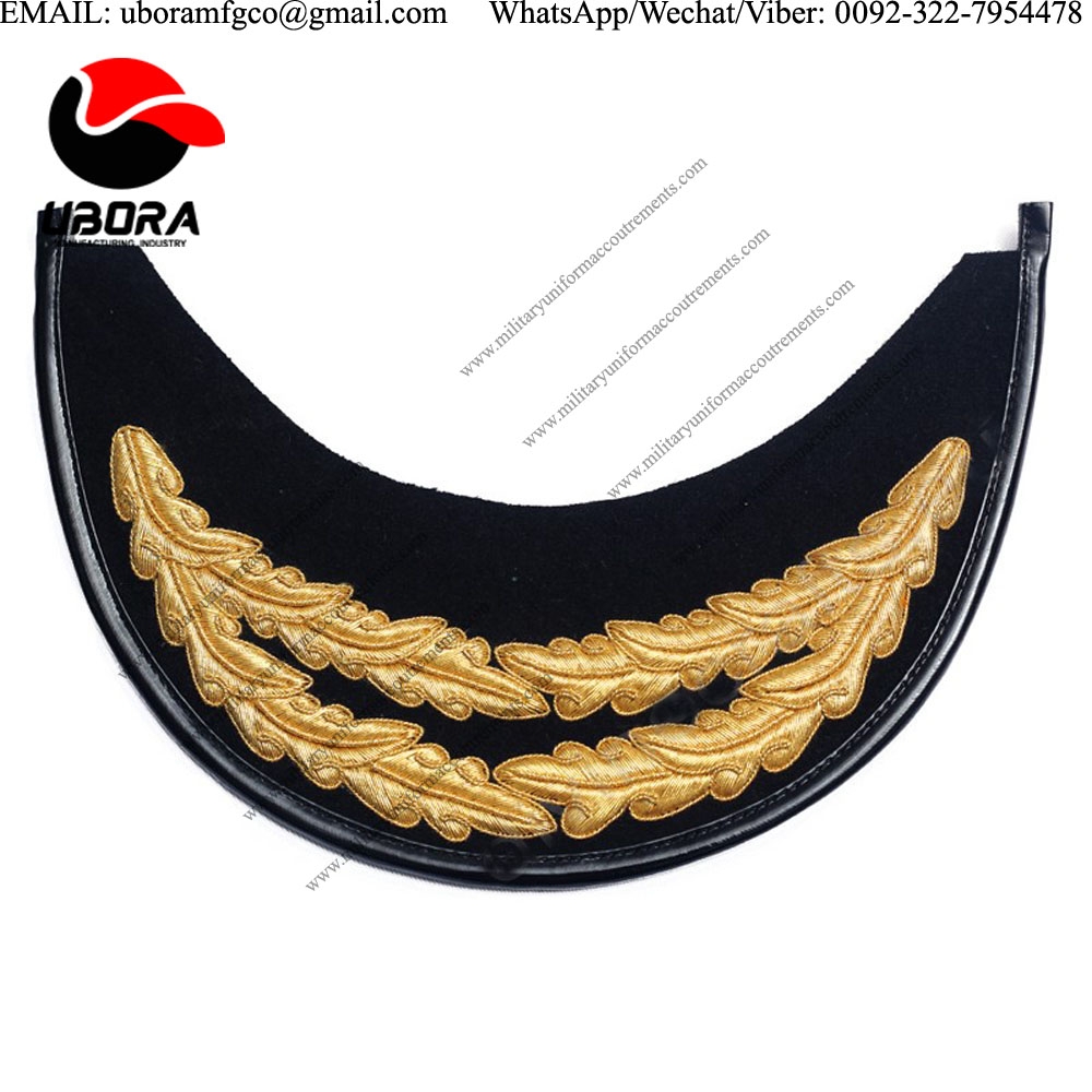 Gold embroidered bullion wire double oakleaf cap peak visor hat accessories police navy officer